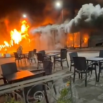 Неколку дуќани изгореа во пожар во Шуто Оризари, причината засега непозната pozar suto orizari